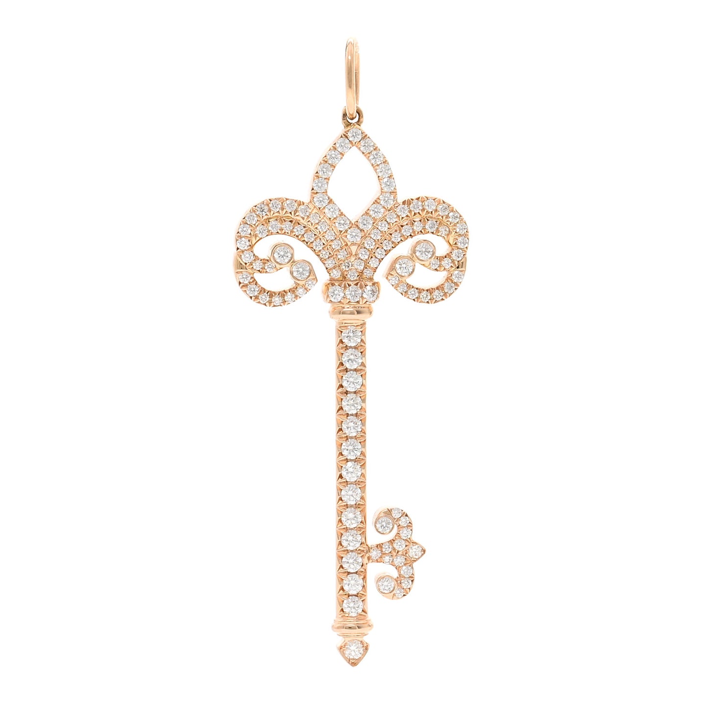 18K Rose Gold Diamond .37ct Fleur De Lis Key Pendant