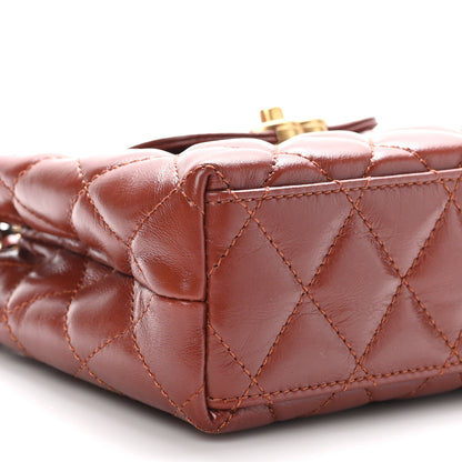 Chanel Shiny Aged Calfskin Quilted Nano Kelly Shopper Brown 9 of 11