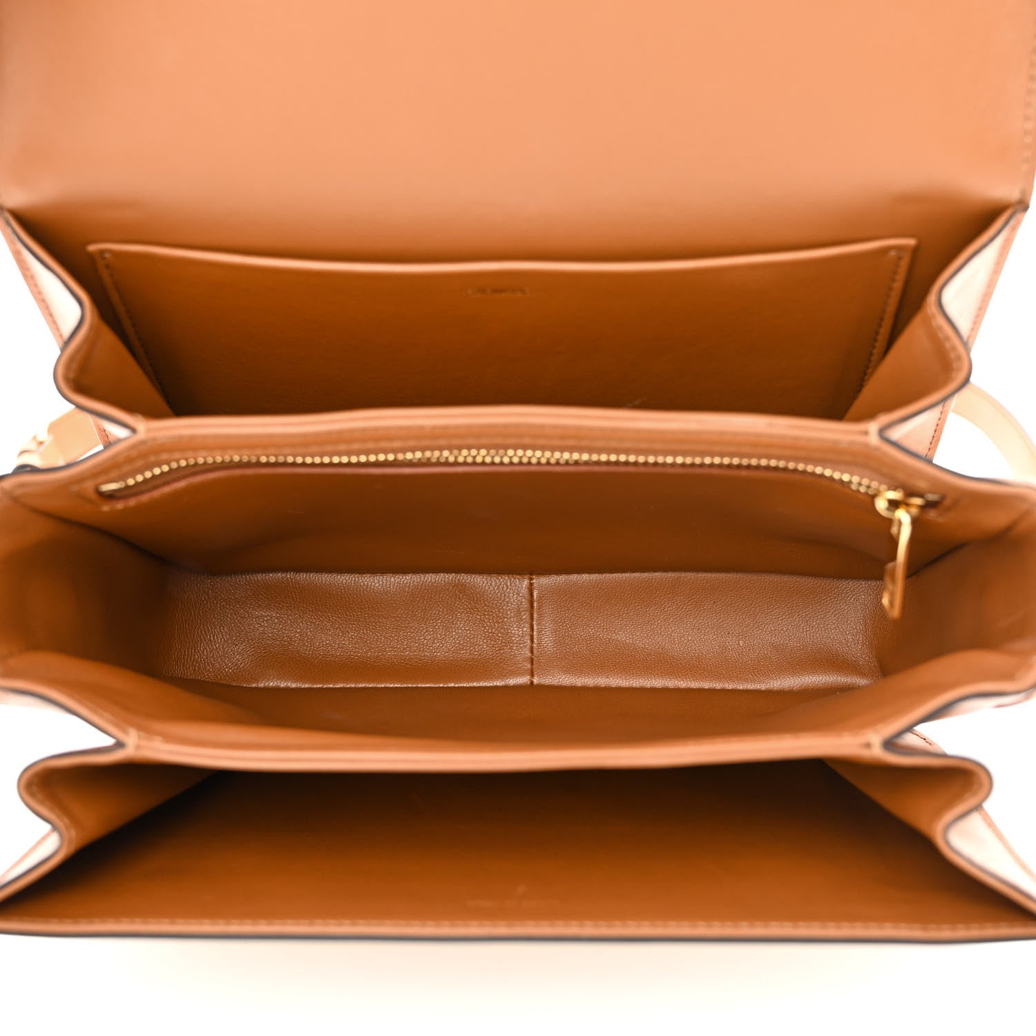 Celine Textile Natural Calfskin Medium Triomphe Bag White Tan 5 of 12