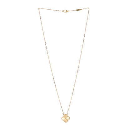 Van Cleef & Arpels 18K Yellow Gold Guilloche Vintage Alhambra Pendant Necklace 3 of 5