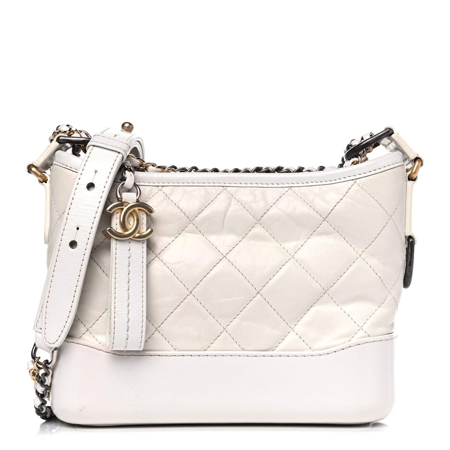 Chanel Aged Calfskin Quilted Small Gabrielle Hobo White 1 of 16