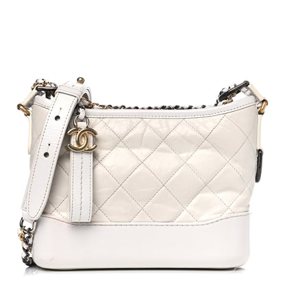 Chanel Aged Calfskin Quilted Small Gabrielle Hobo White 1 of 16