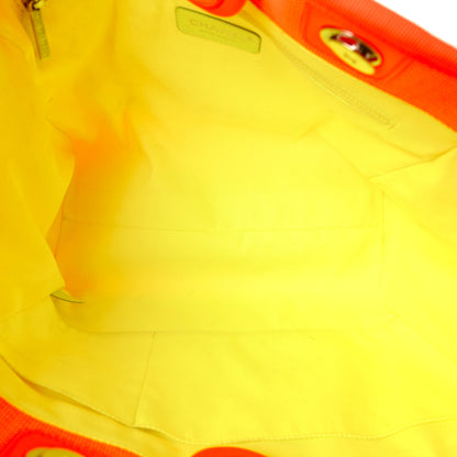Chanel Mixed Fibers Calfskin Small Deauville Tote Orange Yellow 5 of 10