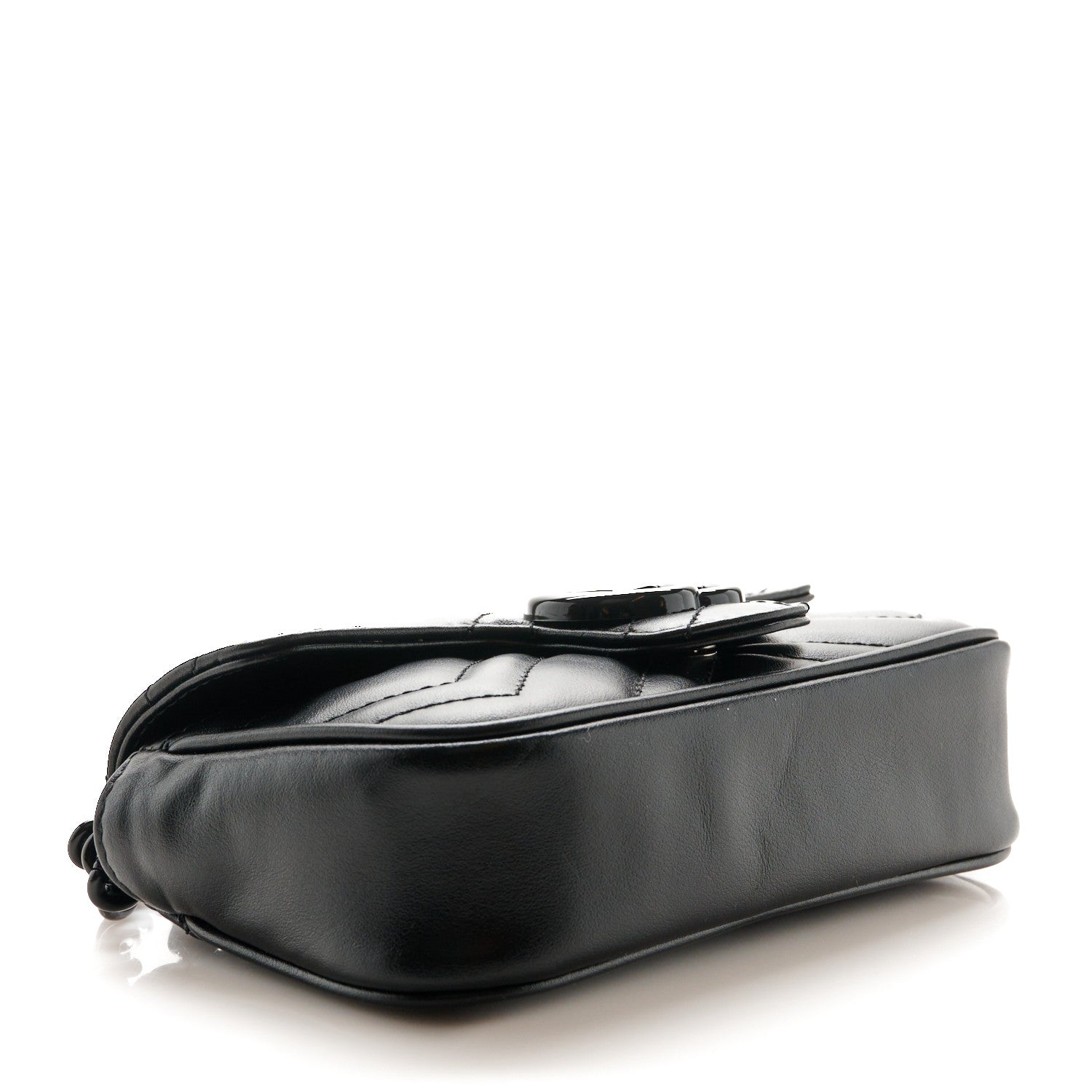 Gucci Calfskin Matelasse Monochrome GG Marmont Chain Belt Bag Black 4 of 11