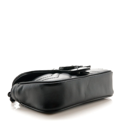 Gucci Calfskin Matelasse Monochrome GG Marmont Chain Belt Bag Black 4 of 11