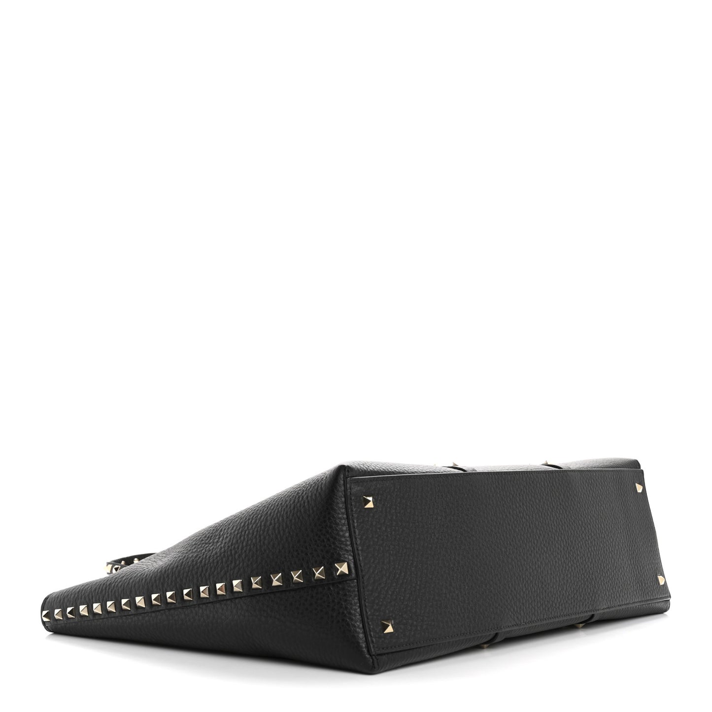Grained Calfskin Rockstud Shopping Bag Black