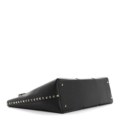 Valentino Garavani Grained Calfskin Rockstud Shopping Bag Black 4 of 10