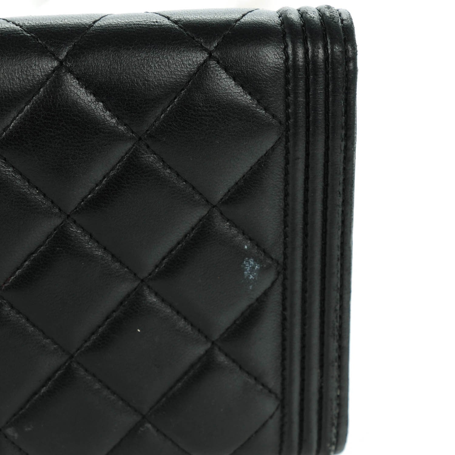 Chanel Lambskin Quilted Large Boy Flap Wallet Black 10 of 10