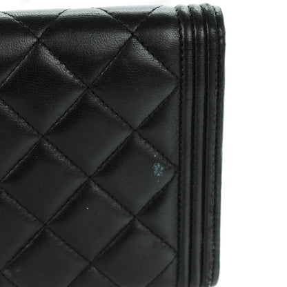 Chanel Lambskin Quilted Large Boy Flap Wallet Black 10 of 10