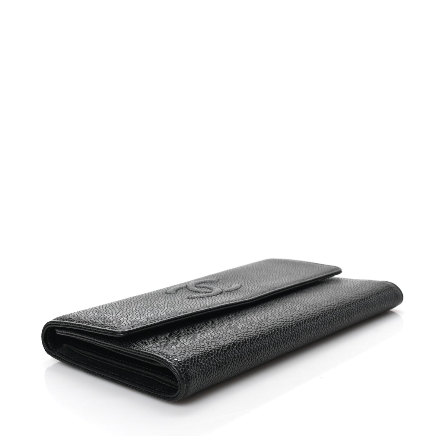 Caviar Timeless CC Large Gusset Flap Wallet Black