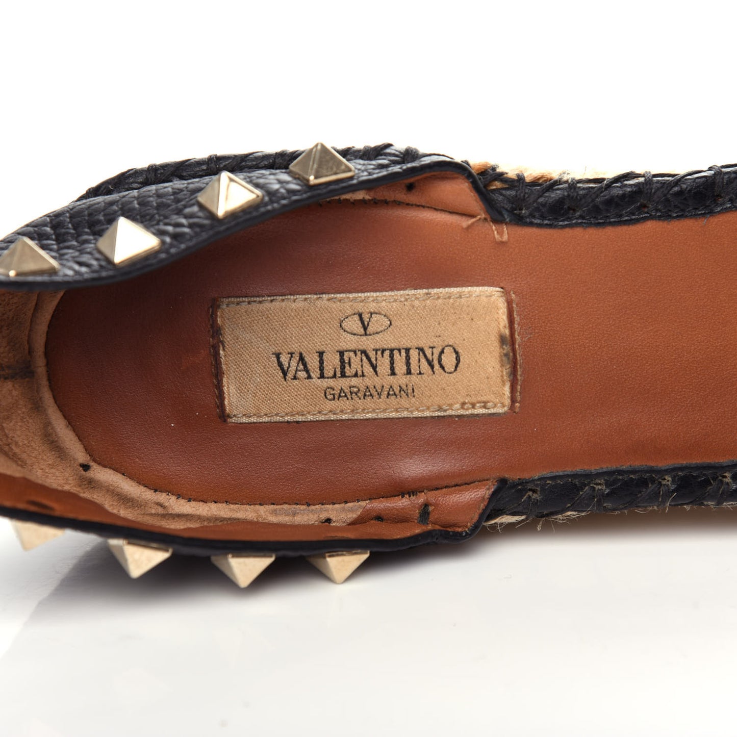 Grained Calfskin Rockstud Ankle Wrap Espadrille 15/85mm Wedges 41 Black Light Cuir
