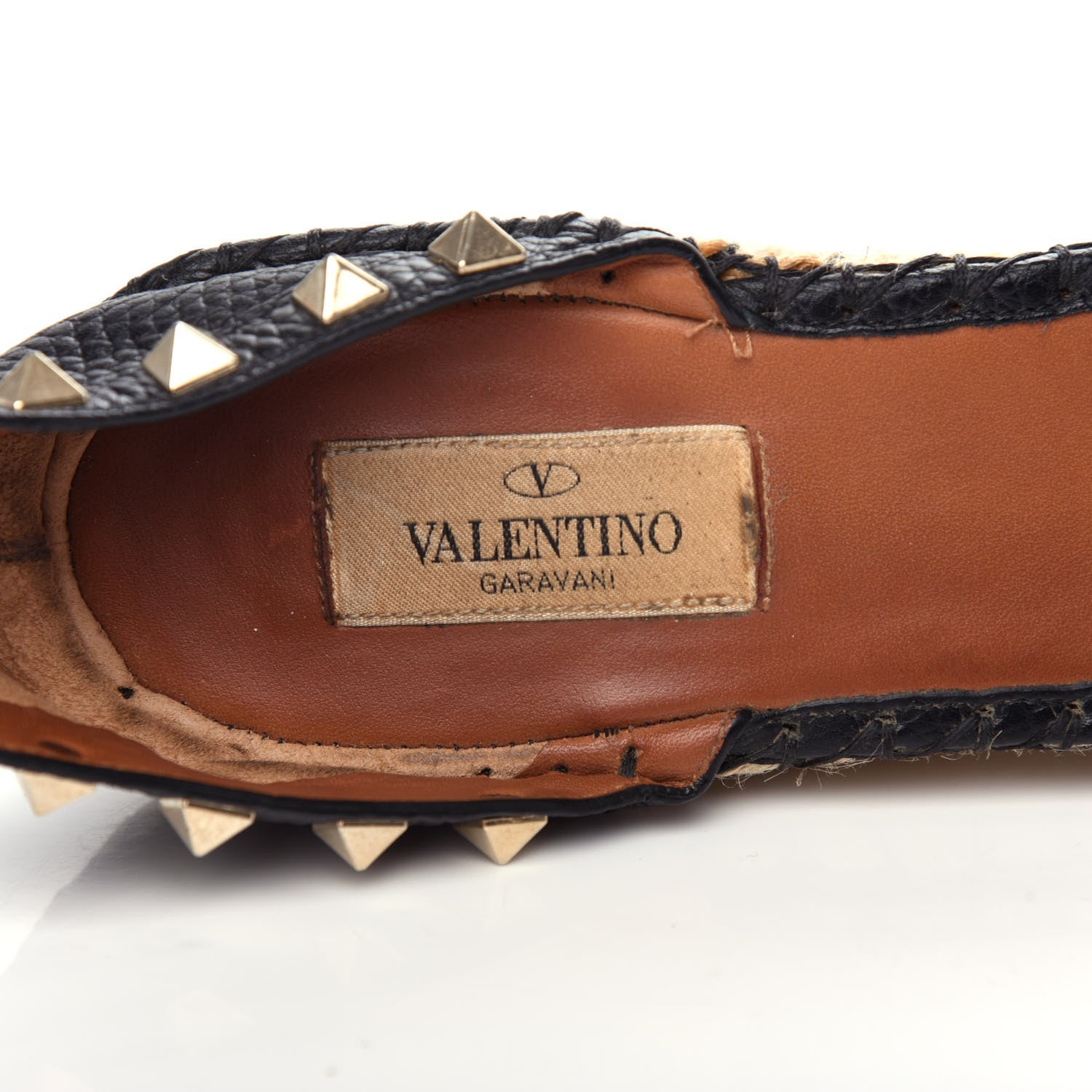 Valentino Garavani Grained Calfskin Rockstud Ankle Wrap Espadrille 15/85mm Wedges 41 Black Light Cuir 7 of 11