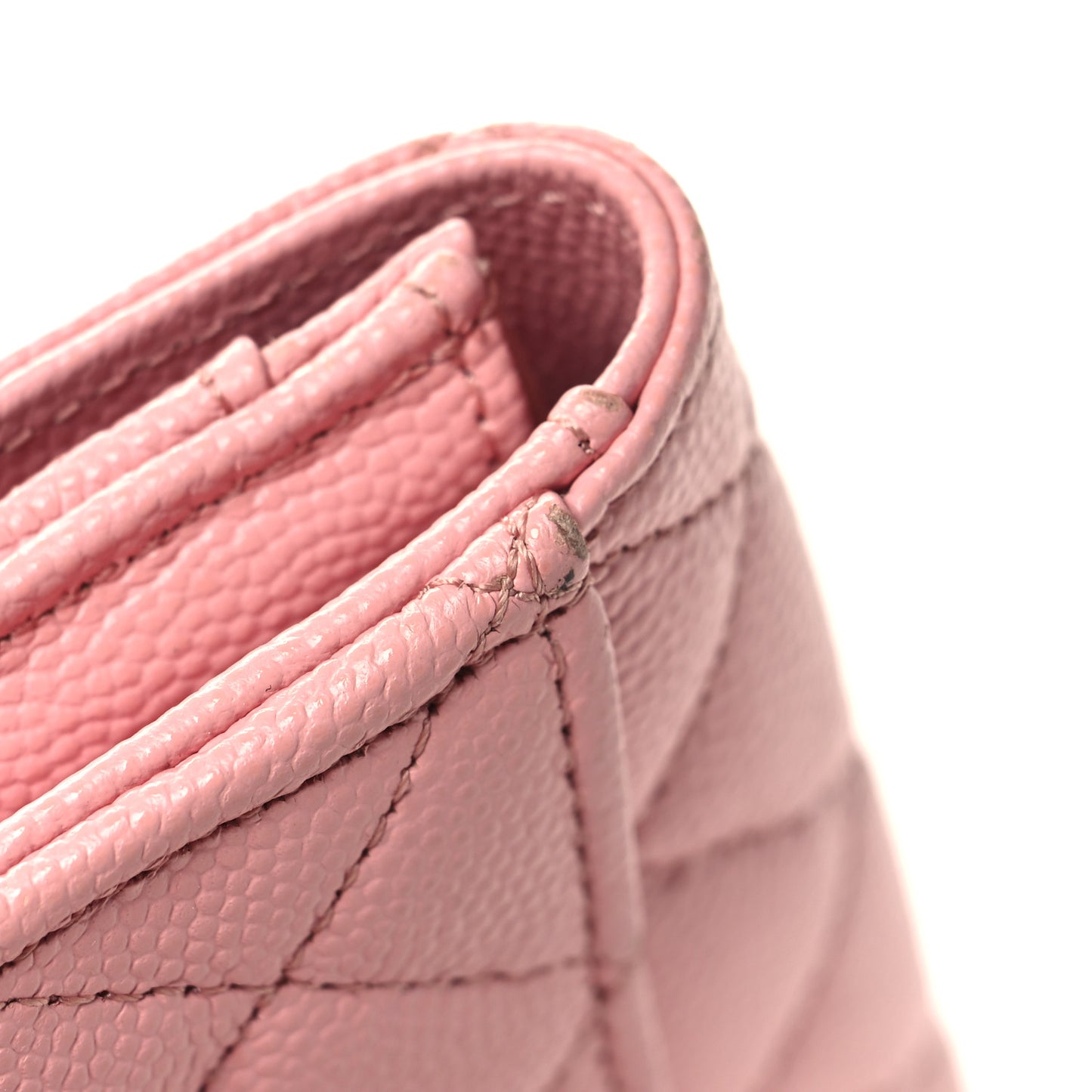 Caviar Quilted Flap Card Holder Wallet Light Pink