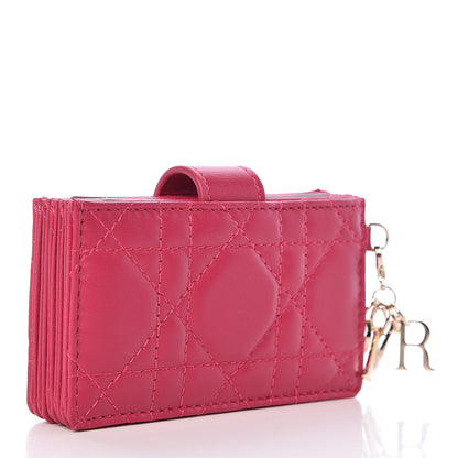 Christian Dior Lambskin Cannage Lady Dior 5-Gusset Card Holder Fuchsia 3 of 7