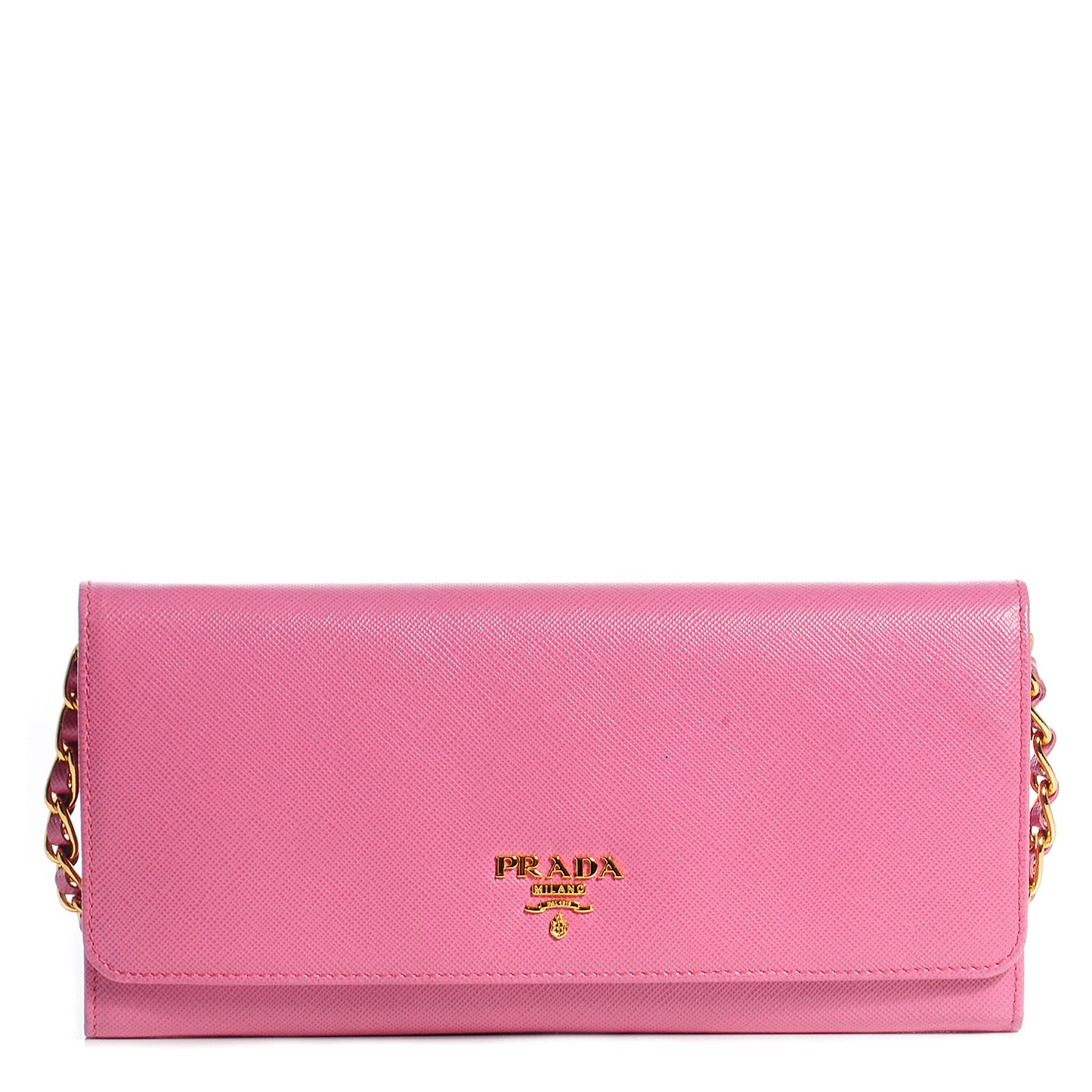 Saffiano Metal Oro Chain Wallet Geranio