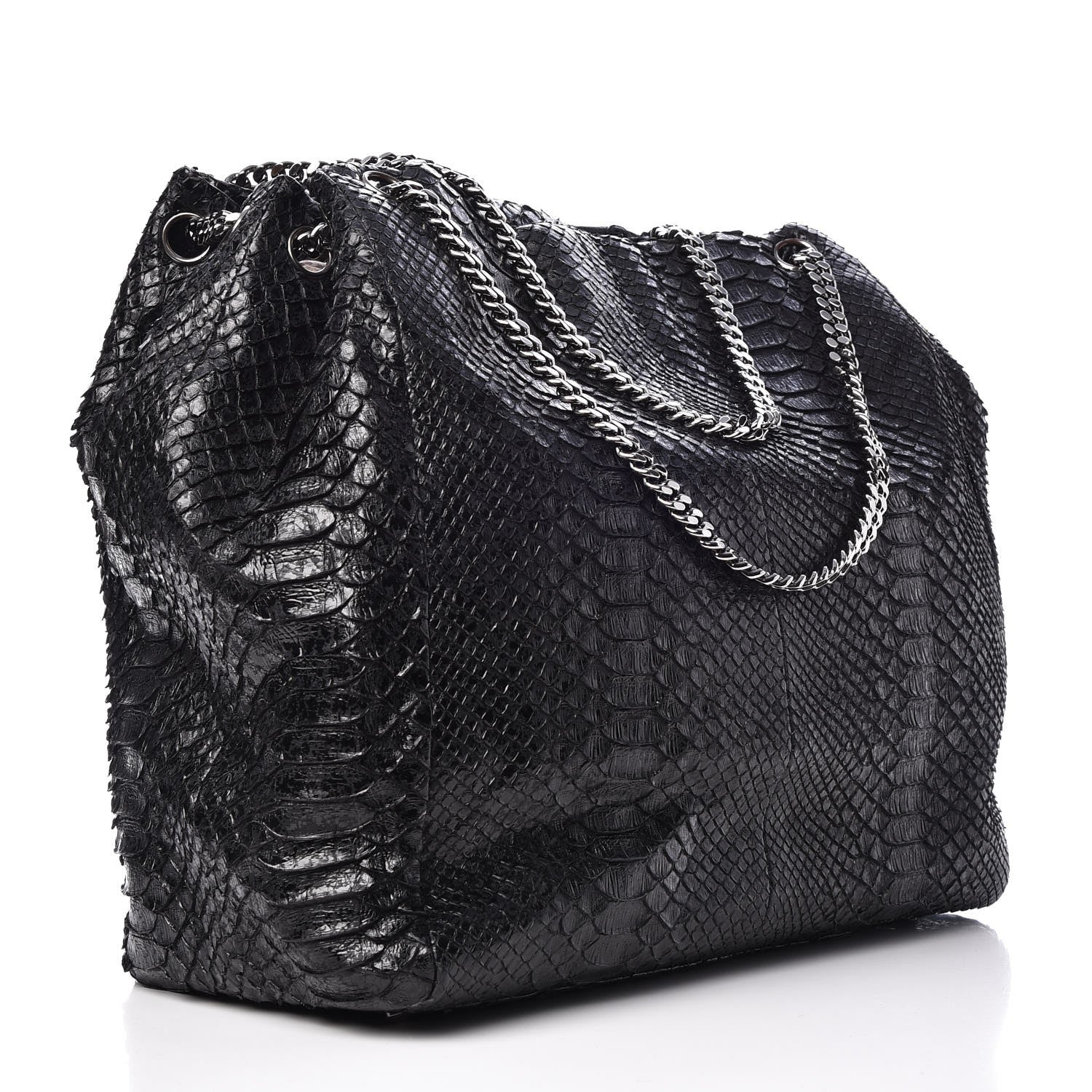 Chanel Python Accordion Tote Black 3 of 7