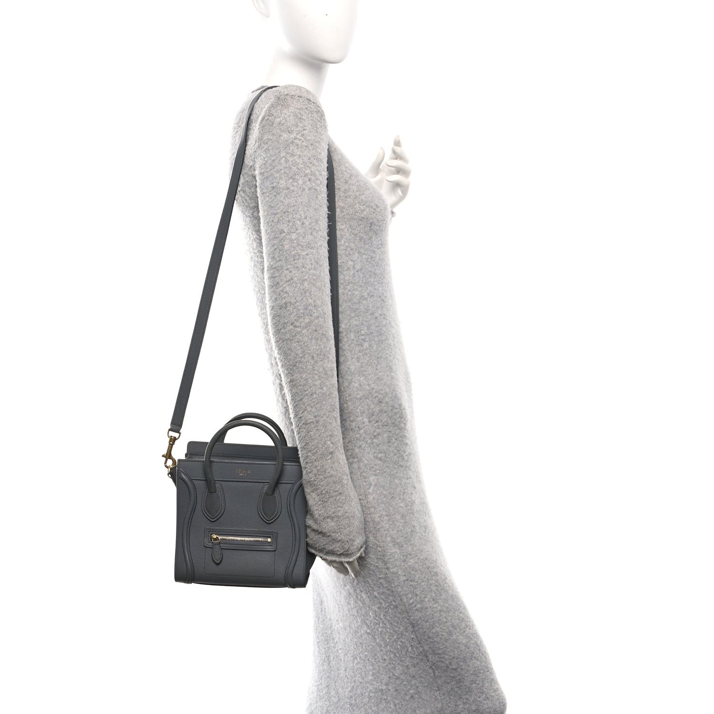 Drummed Calfskin Nano Luggage Kohl