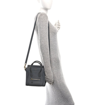 Celine Drummed Calfskin Nano Luggage Kohl 2 of 10
