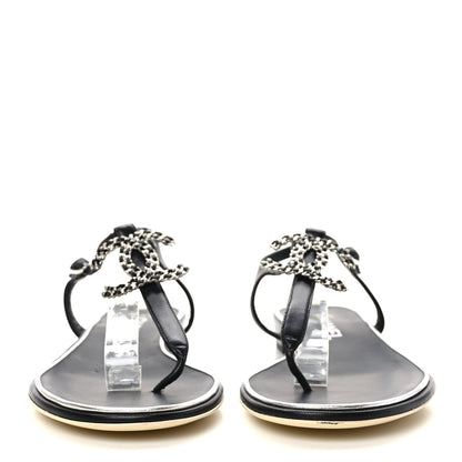 Chanel Lambskin CC Chain Thong Sandals 40 Black 2 of 8