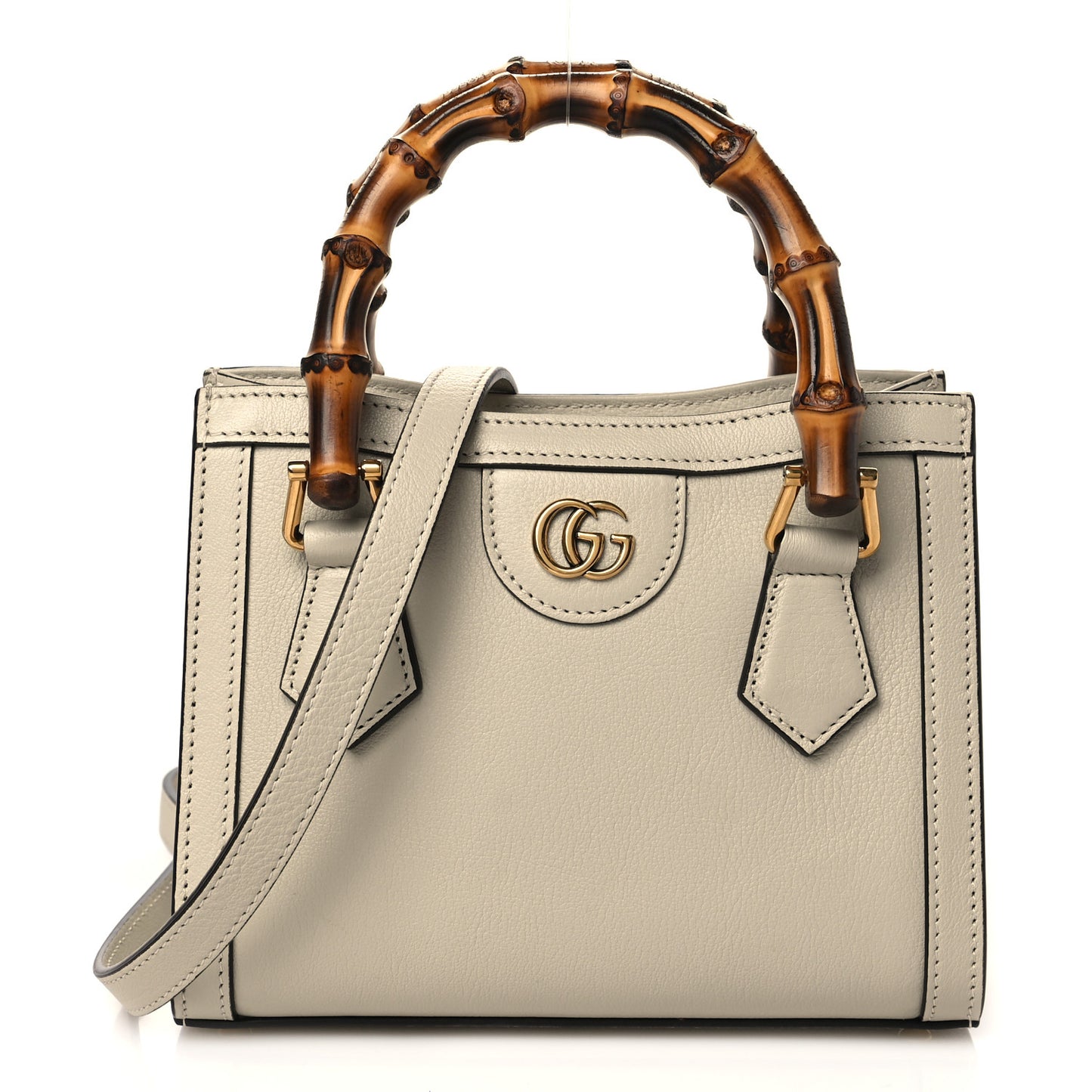 Wonka Grain Calfskin Mini Diana Tote Bag Mystic White