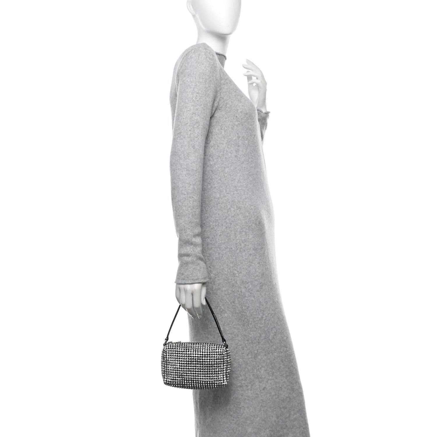 Alexander Wang Mesh Crystal Rhinestone Mini Heiress Pouch Black Silver 2 of 10