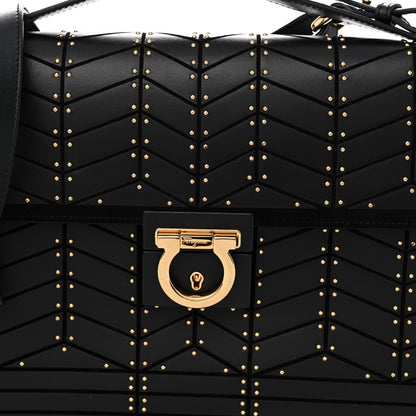 Salvatore Ferragamo Calfskin Suede Studded Aileen Shoulder Bag Black 8 of 14