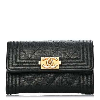 Chanel Caviar Quilted Boy Flap Card Holder Black 1 of 6