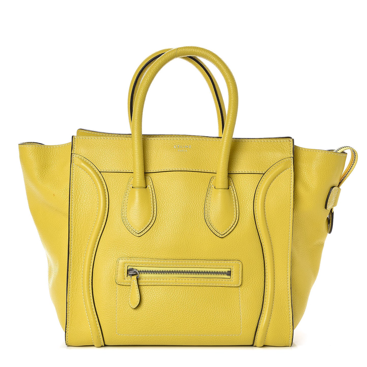 Drummed Calfskin Mini Luggage Chartreuse