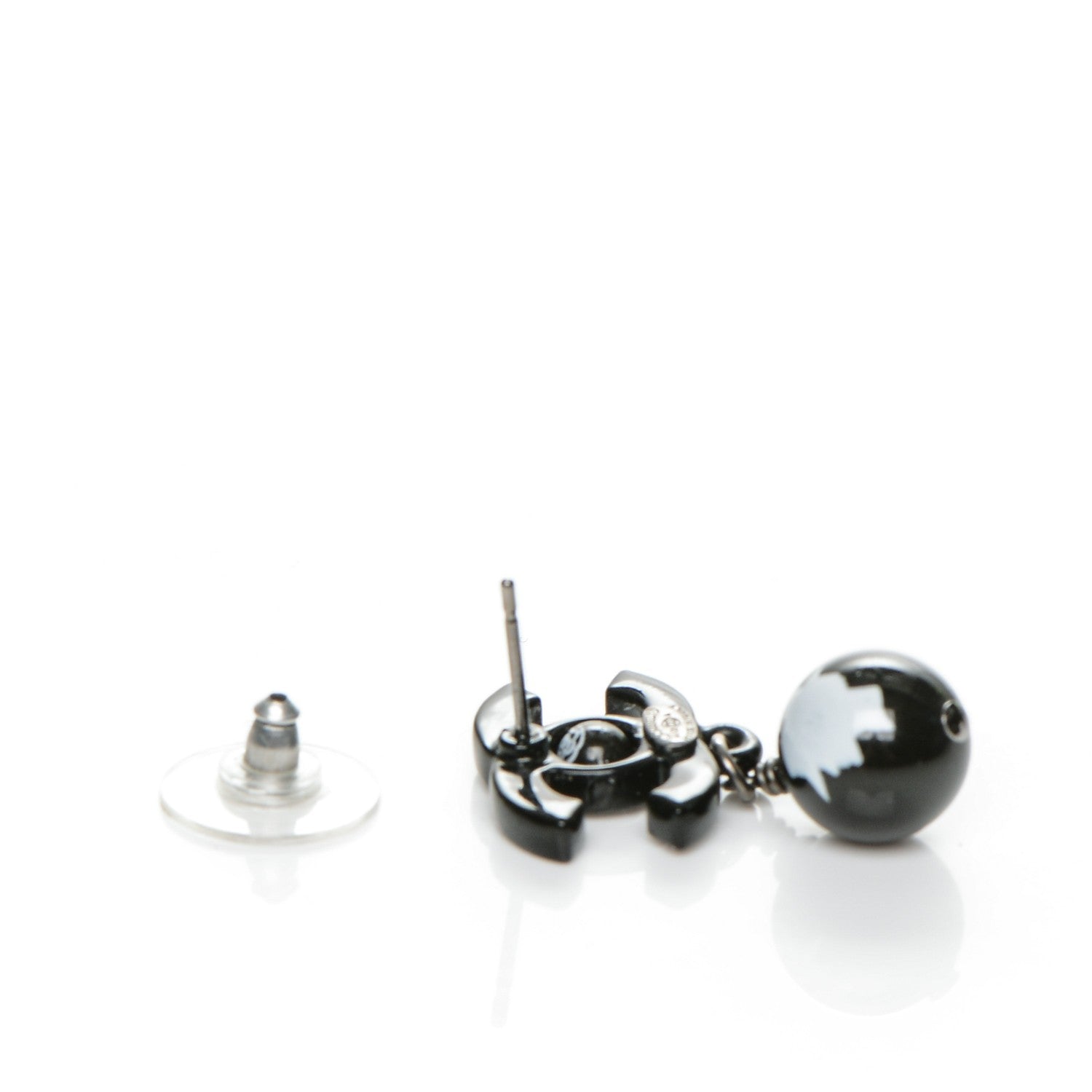 Chanel Enamel Bead CC Coco Drop Earrings Black 3 of 5