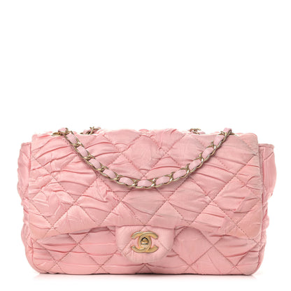 Chanel Satin Quilted Pleated Medium Single Flap Pink 1 of 5