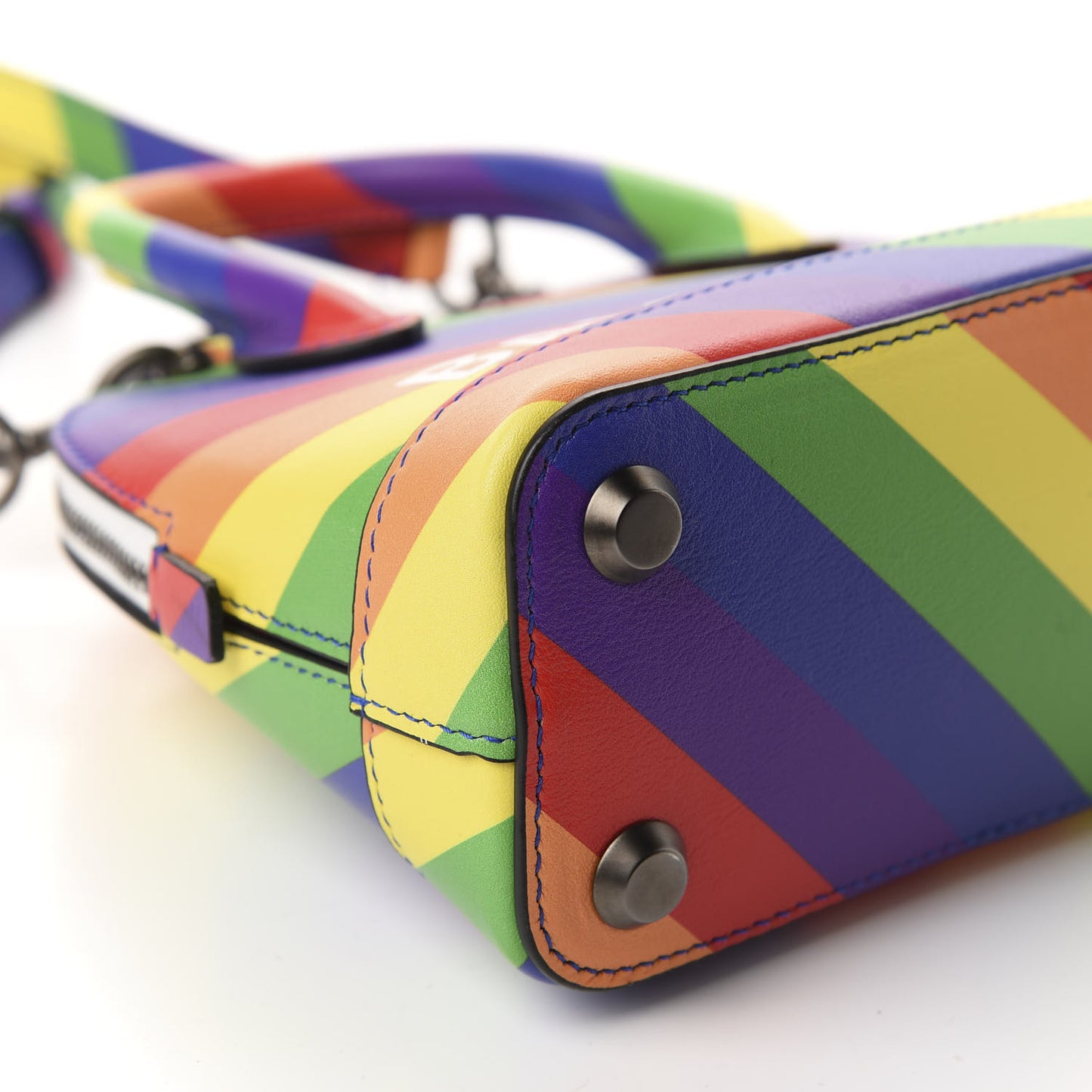 Smooth Calfskin Logo Rainbow XXS Ville Top Handle Bag Multicolor