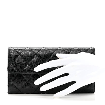 Chanel Caviar Quilted Large Gusset Flap Wallet Black 2 of 9