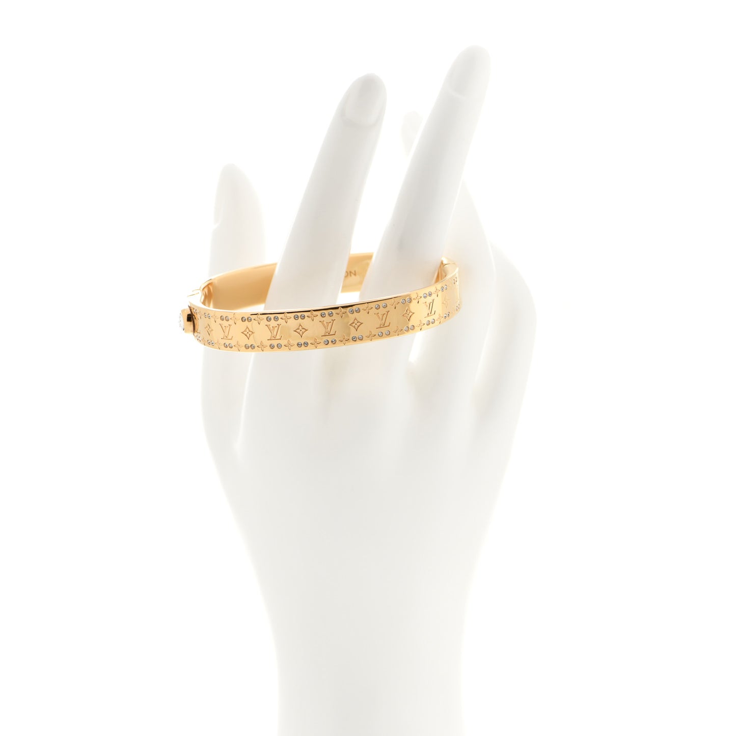 Brass Crystal Monogram Nanogram Strass Cuff S Gold