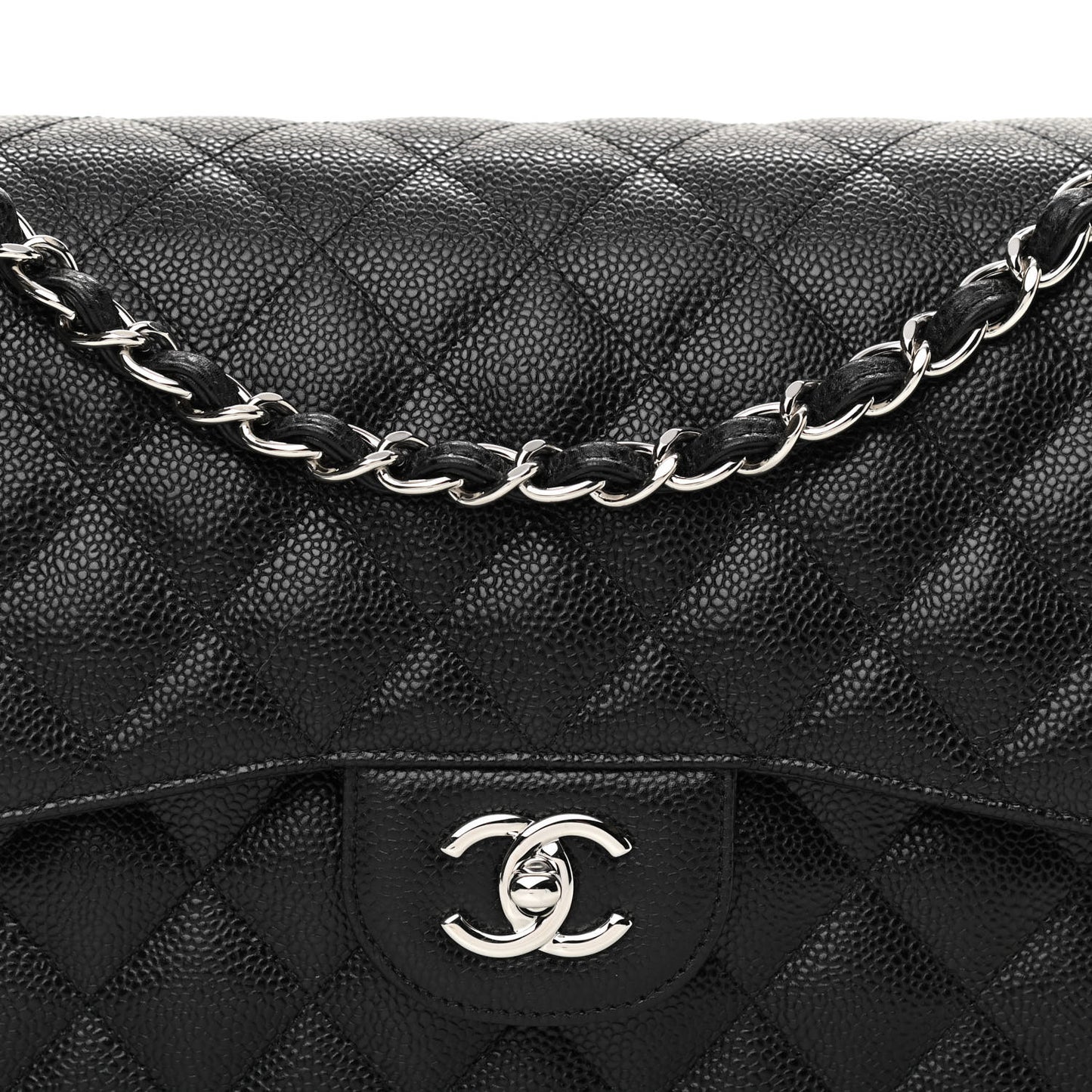 Caviar Quilted Jumbo Double Flap Black