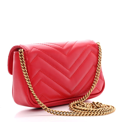Gucci Calfskin Matelasse Super Mini GG Marmont Shoulder Bag Hibiscus Red 4 of 10