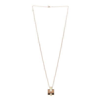 Hermes Rose Gold Plated Lacquered Eileen Pendant Necklace Craie 3 of 4