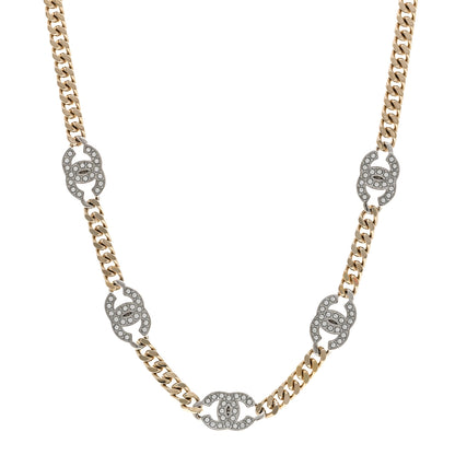 Chanel Crystal Chain CC Link Choker Gold Silver 1 of 4