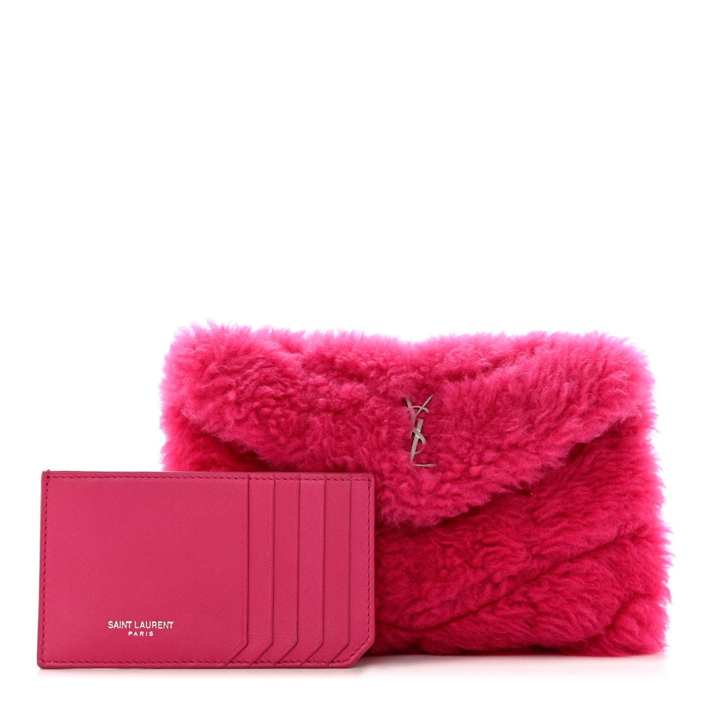 Shearling Quilted Monogram Loulou Puffer Pouch Clutch Fuxia