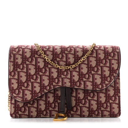 Christian Dior Oblique Saddle Chain Pouch Burgundy 1 of 9