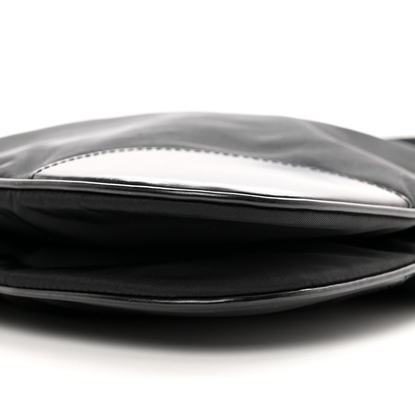 Tessuto Nylon Calfskin Flat Messenger Bag Black