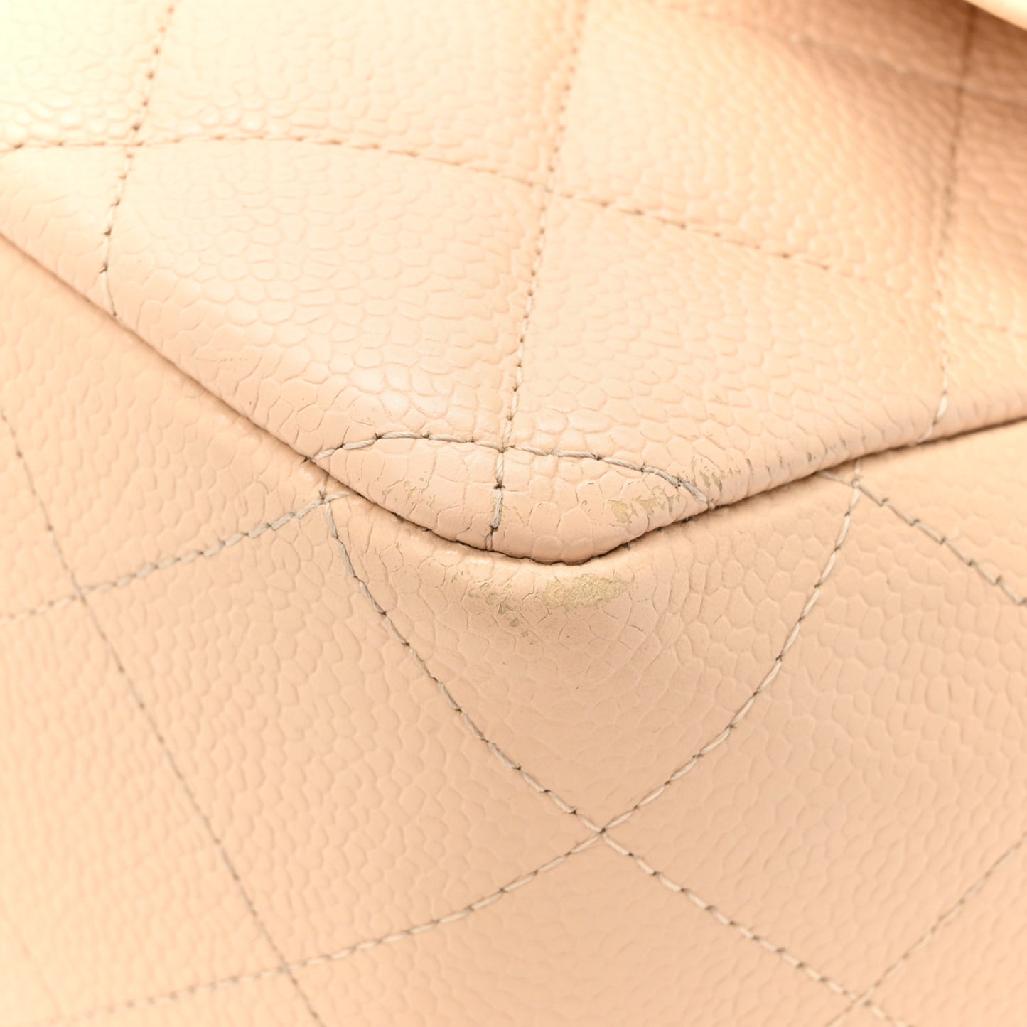Caviar Quilted Jumbo Single Flap Beige