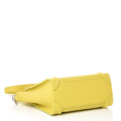 Celine Drummed Calfskin Nano Luggage Mimosa 4 of 13
