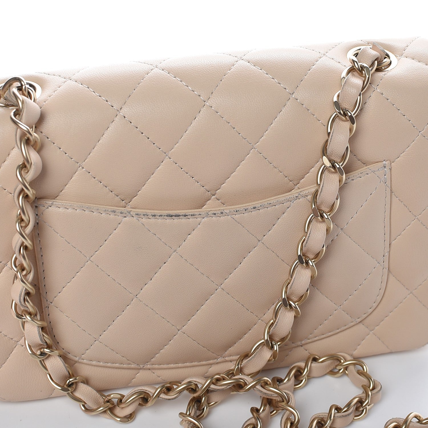 Chanel Lambskin Quilted Mini Rectangular Flap Beige 12 of 13