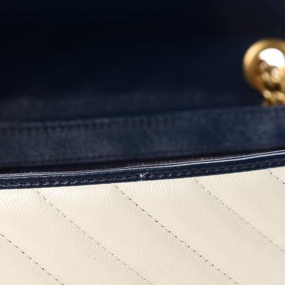 Gucci Vintage Effect Calfskin Matelasse Diagonal Small Torchon GG Marmont Shoulder Bag Mystic White Blue Agata 8 of 12