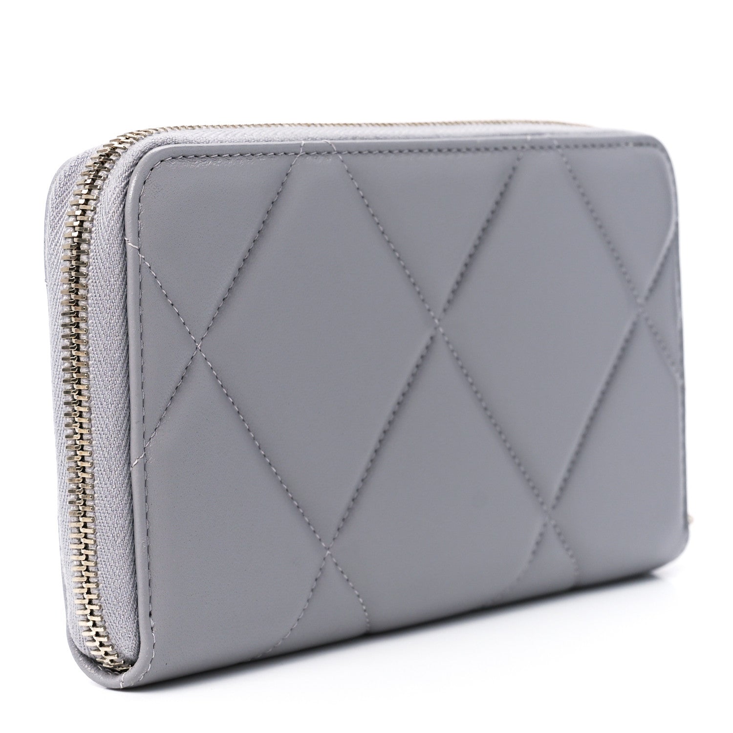 Chanel Lambskin Quilted Chanel 19 Long Zipped Around Wallet Grey 3 of 12