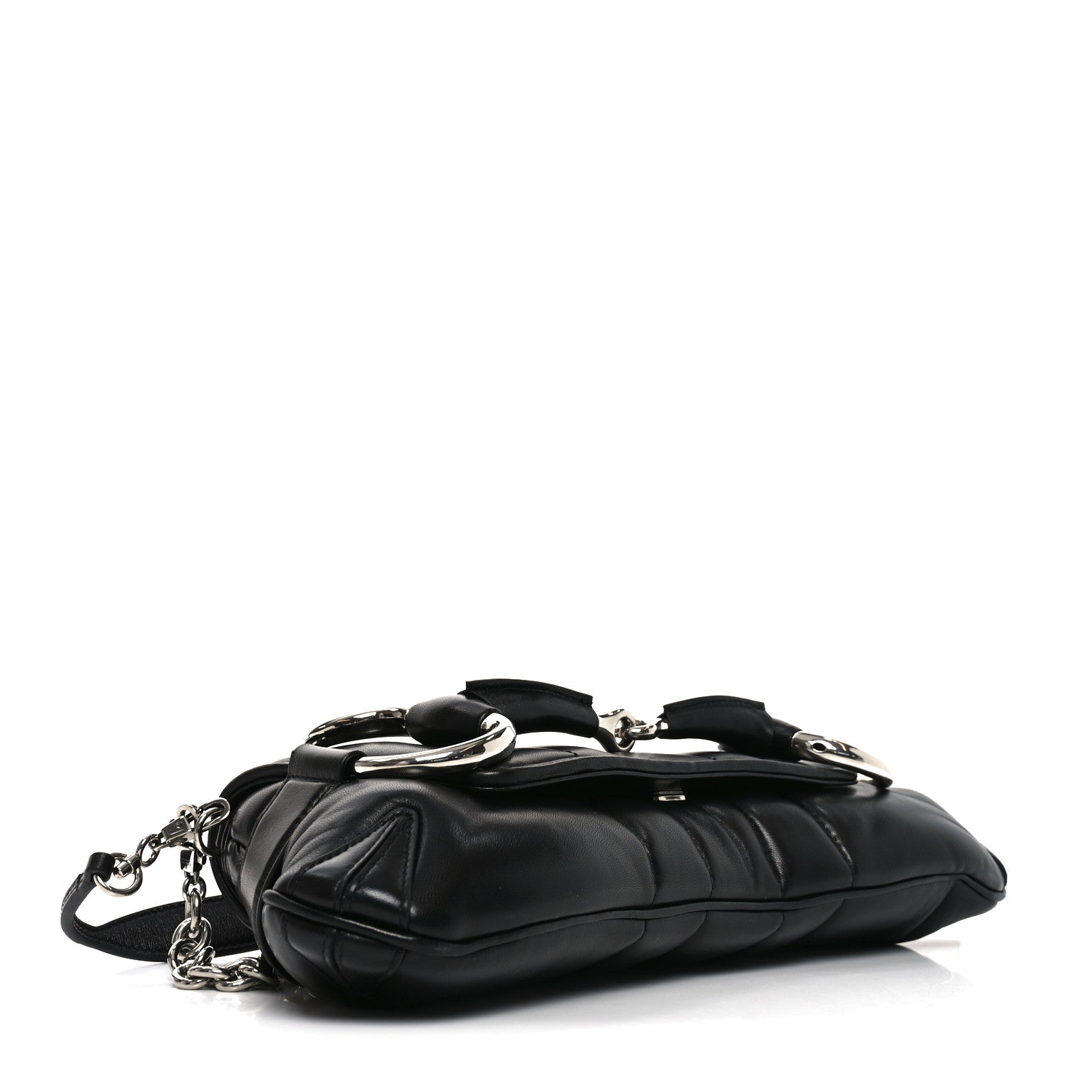 Gucci Nappa Vertical Matelasse Medium Maxi Horsebit Chain Shoulder Bag Black 6 of 19