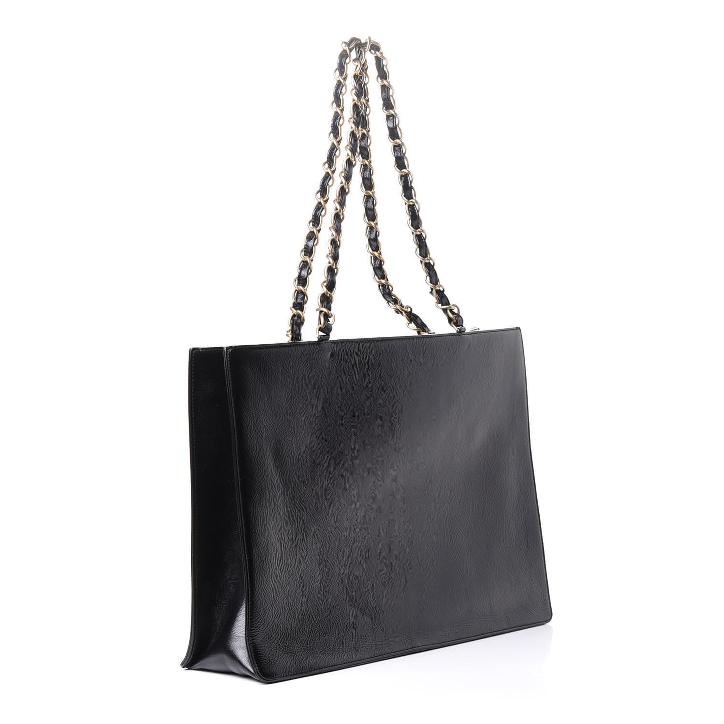 Glazed Aged Calfskin CC Tote Black