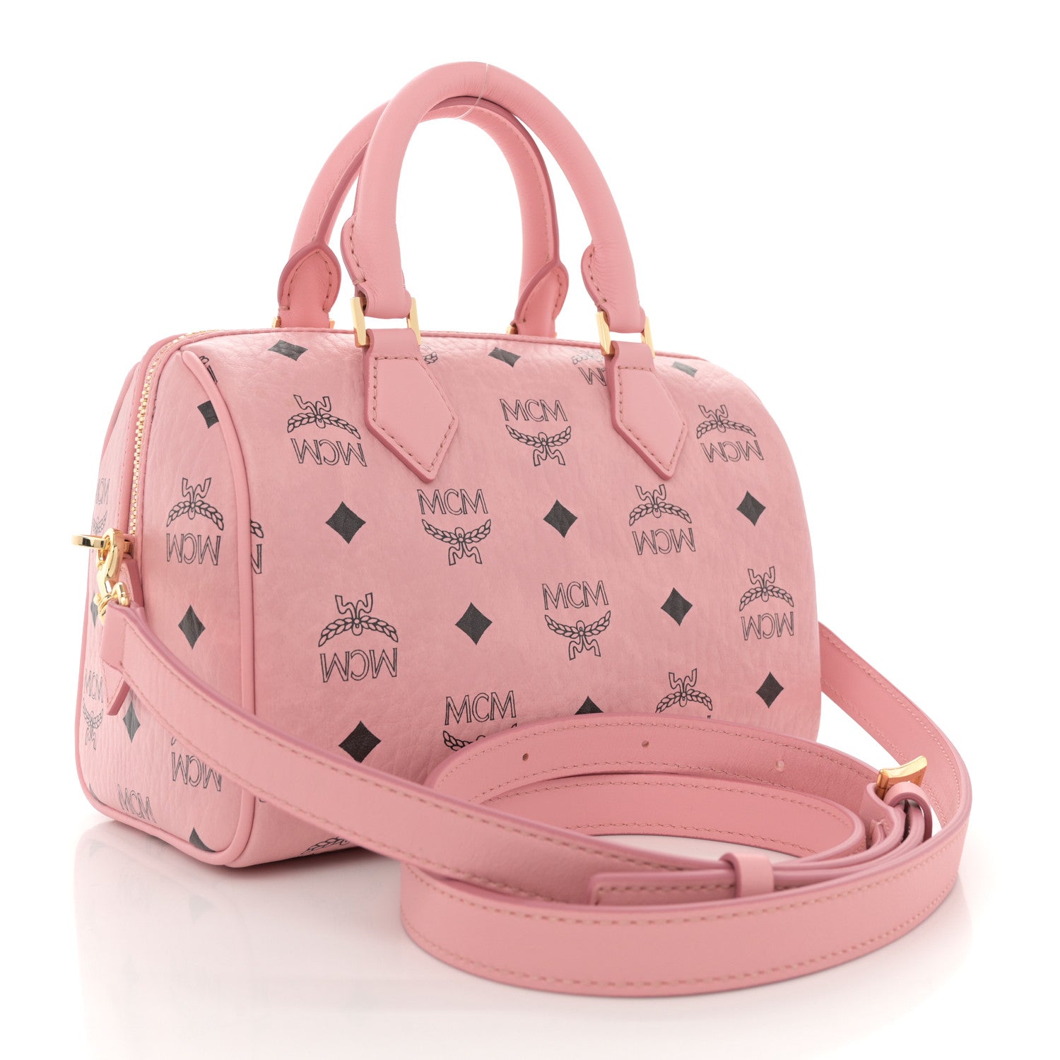 MCM Visetos Small Ella Boston Bag Soft Pink 3 of 10
