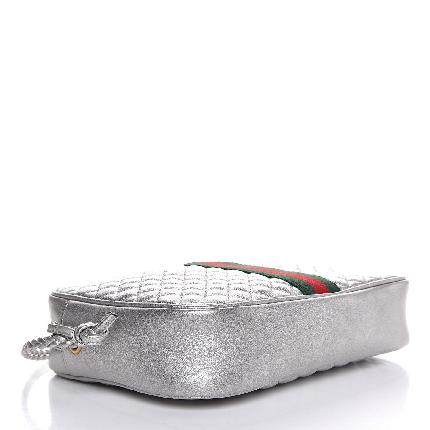 Laminated Nappa Web Trapuntata Small GG Shoulder Bag Argento