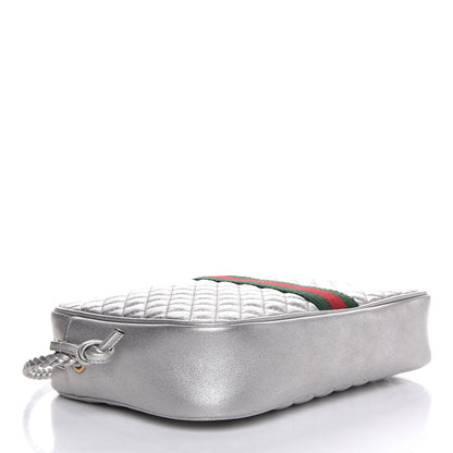 Gucci Laminated Nappa Web Trapuntata Small GG Shoulder Bag Argento 4 of 7